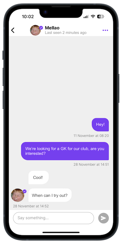Open a chat with your club or any other player